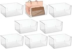 MDesign Modern Plastic Open Front Dip Storage Organizer Bin Basket For Closet Organization - Shelf, Cubby, Cabinet, And Cupboard Organizing Decor - Ligne Collection - 8 Pack - Clear -GENERIC Shop 41Hoy8I486L. AC