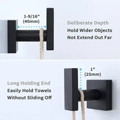 Angle Simple Bathroom Towel Hook, Stainless Steel Bath Towel Holder, Kitchen Towel Rack, Heavy Duty Garage Wall Hook, Single Robe Coat Hook Matte Black -GENERIC Shop 41IBMjzfPmL
