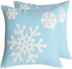AFIRMLY 18x18,Cotton Christmas Blessing Throw Pillow Cover For Bed Sofa Cushion Car Snowflake Embroideried Pillowcases ,1pair White -GENERIC Shop 41IIOjj2dWL. AC