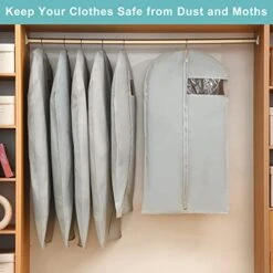 Perber Dress Bags For Gowns Long, 65'' Garment Bags For Hanging Clothes, Dress Garment Bag, Clear Foldable Long Dress Bag For Closet Storage And Travel - Gray/ 5 Pack -GENERIC Shop 41IJkzApS7L