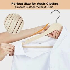ELONG HOME Solid Wooden Hangers, 20 Pack Wood Hangers With Extra Smooth Finish, Precisely Cut Notches And Chrome Swivel Hook, Wooden Clothes Hangers For Shirt Suit Jacket Dress