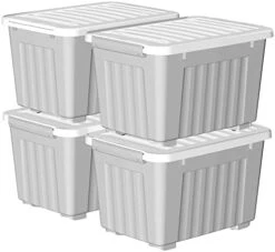 Cetomo 35L*6 Plastic Storage Box,Gray, Tote Box, Organizing Container With Durable Lid And Secure Latching Buckles, Stackable And Nestable, 6Pack, With Buckle -GENERIC Shop 41J7qCSWhyL. AC