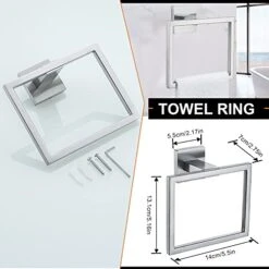 5-Piece Bathroom Hardware Accessories Set 23.6 Inch Towel Bar Towel Rack Sets Modern Towel Ring Kit Stainless Steel Wall Mounted (Brushed Nickel) -GENERIC Shop 41JN5kkrsCL