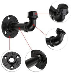 Sumnacon 3 Pcs Industrial Pipe Coat Hook Racks - Heavy Duty Rustic Clothes Towel Holder Hanger, Wall Mounted With Hardware For Home, Office, Electroplated Black Finish -GENERIC Shop 41JTCD9GalL