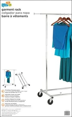 Honey-Can-Do Collapsible Expandable Rolling Garment Rack, Chrome GAR-01304 Chrome 40 Lbs -GENERIC Shop 41JdOXRSRLL