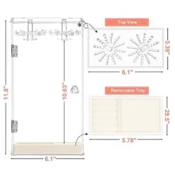 Acrylic Necklace Holder, Dustproof Jewelry Holder Organizer Stand, 24 Hooks Rotation Clear Necklaces Pendant Bracelets Storage Display Box With Removable Velvet Jewelry Tray For Earrings Rings -GENERIC Shop 41JmA3fd2wL