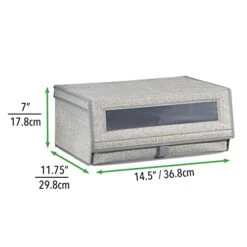 MDesign Large Fabric Closet Shoe Storage Box W/Clear Window - Shoe, Sandal, Sweater, Linen, Clothes Organizer - Boot Storage Solutions - Shoe Bin - Lido Collection, 4 Pack, Gray -GENERIC Shop 41JsdBSkSDL