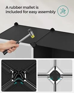 SONGMICS Cube Storage Organzier Portable Wardrobe Closet, 12 Cubes DIY Plastic Armoire Cabinet Modular Shelves Unit With Doors And Hanging Rods For Bedroom, Black ULPC301B01 -GENERIC Shop 41JtRwvIbXL