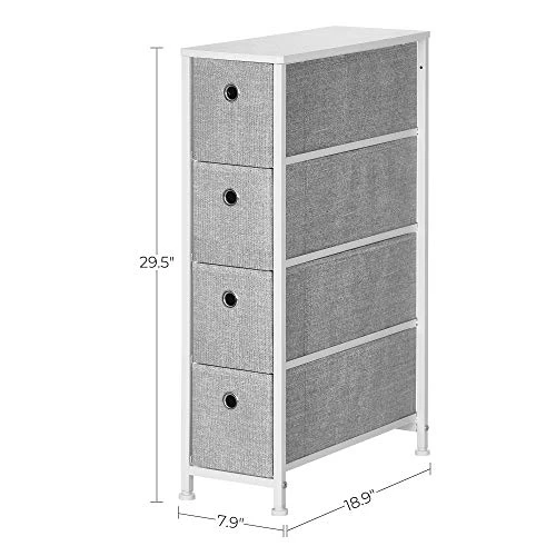 SONGMICS Narrow Dresser With 4 Fabric Drawers Vertical Slim Storage Tower Unit, 7.9", Light Gray 2 SONGMICS Narrow Dresser With 4 Fabric Drawers Vertical Slim Storage Tower Unit, 7.9", Light Gray - Image 2