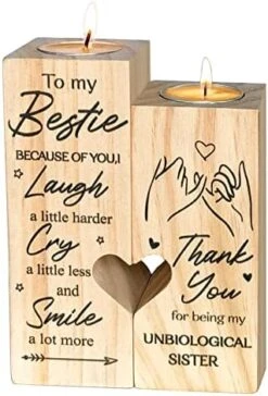 Big Best Friend Birthday Gifts For Women - To My Bestie Candle Holder - Thank You For Being My Unbiological Sister Women Girls Friends Personalized Gifts Friendship Birthday Wooden Candle Holder -GENERIC Shop 41KTg7NobPL. AC