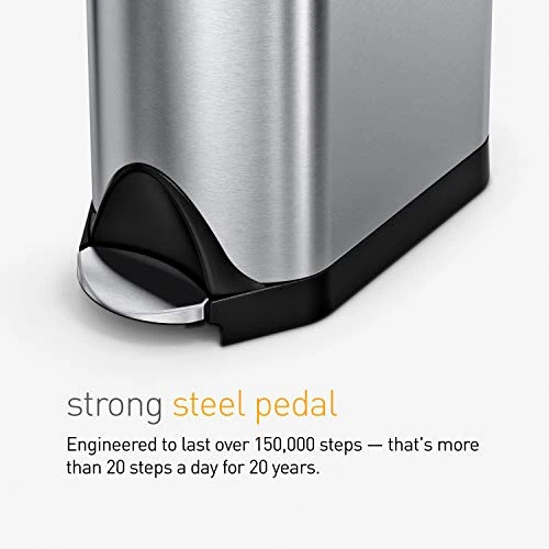 Simplehuman 30 Liter / 8 Gallon Butterfly Lid Kitchen Step Trash Can, Brushed Stainless Steel 2 Simplehuman 30 Liter / 8 Gallon Butterfly Lid Kitchen Step Trash Can, Brushed Stainless Steel - Image 2