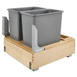 Rev-A-Shelf 4WCBM-2430DM-2 Double 30-Quart Maple Bottom Mount Kitchen Pullout Trash Can Waste Container With Soft Open & Close Slide System, Silver 17 Rev-A-Shelf 4WCBM-2430DM-2 Double 30-Quart Maple Bottom Mount Kitchen Pullout Trash Can Waste Container With Soft Open & Close Slide System, Silver -GENERIC Shop 41KhguZdqxL 1