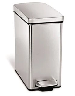 Simplehuman 10 Liter / 2.6 Gallon Bathroom Slim Profile Trash Can, Brushed Stainless Steel With Plastic Lid -GENERIC Shop 41LL0hqzK5L