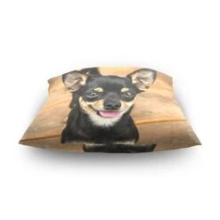 Hokkien Cute Smiling Black Chihuahua Decorative Square Throw Pillow Case Cushion Cover For Sofa Bedroom Car Double-Sided Design 18 X 18 Inch -GENERIC Shop 41LOi0grLXL