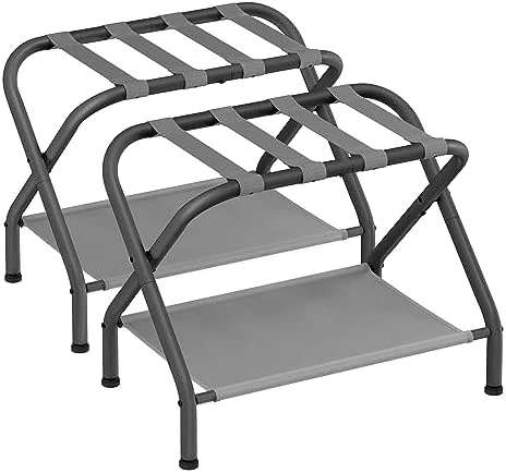 SONGMICS Luggage Racks, Set Of 2, Suitcase Stand With Fabric Storage Shelf, For Guest Room, Bedroom, Hotel, Foldable Steel Frame, Holds Up To 110 Lb, 27.2 X 15 X 20.5 Inches, Black URLR002B02 8 SONGMICS Luggage Racks, Set Of 2, Suitcase Stand With Fabric Storage Shelf, For Guest Room, Bedroom, Hotel, Foldable Steel Frame, Holds Up To 110 Lb, 27.2 X 15 X 20.5 Inches, Black URLR002B02 - Image 8