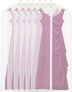 6 Pack - SimpleHouseware 60-Inch Translucent Garment Bags With Zipper For Suits, Dresses, Costumes, Uniforms