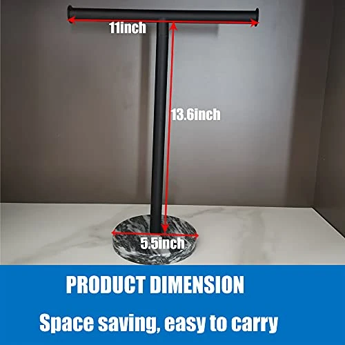 Neutral Brand Countertop Towel Rack With Heavy Marble Base T-Shape Bathroom Hand Towel Holder Stand SUS304 Stainless Steel, Dual Washcloth Display (Black) 6 Neutral Brand Countertop Towel Rack With Heavy Marble Base T-Shape Bathroom Hand Towel Holder Stand SUS304 Stainless Steel, Dual Washcloth Display (Black) - Image 6