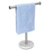 Towel Rack With Natural Marble Base T-Shape Hand Towel Holder Stand SUS304 Stainless Steel For Bathroom Vanity Countertop Brushed Nickel Finish (Silver)