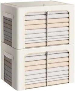 2Pack Storage Bins With Divided Interior - Frame Storage Box Oxford Fabric Clothes Storage Bags Large Capacity Stackable Foldable Container Organizer Set With Clear Window (X-Large-100L, Black) -GENERIC Shop 41MCfYaVgAL. AC