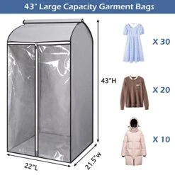 MISSLO 43" Hanging Garment Bags For Storage Well Sealed Clothes Dust Cover With Large Clear Window And 3 Zippers Opening For Suit Coat Closet Rack (Rack Not Included), 2 Packs -GENERIC Shop 41MKIdKGSzL