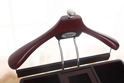 Proman Products Norstar Suit Valet Stand VL36245 With Detachable Hanger, Trouser Bar, Tie Bars, Mirror Tray & Drawer, 20”W X 15” D X 49”H, Mahogany 4 Proman Products Norstar Suit Valet Stand VL36245 With Detachable Hanger, Trouser Bar, Tie Bars, Mirror Tray & Drawer, 20”W X 15” D X 49”H, Mahogany - Image 4