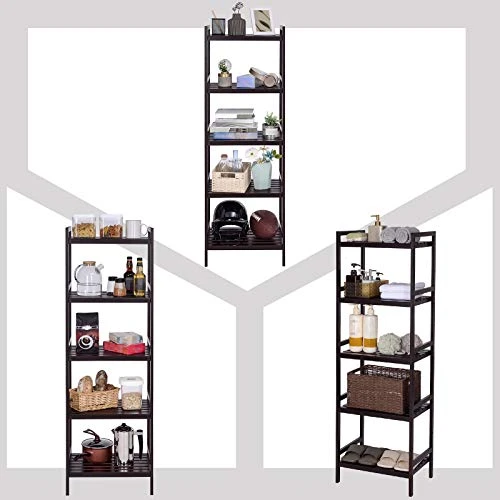 SONGMICS Adjustable Storage Shelf Rack, 5-Tier Multifunctional Shelving Unit Stand Tower, Bookcase For Bathroom Living Room Kitchen 17.7 X 12.4 X 55.9 Inches, Holds Up To 132 Lb, Brown UBCB75BR 4 SONGMICS Adjustable Storage Shelf Rack, 5-Tier Multifunctional Shelving Unit Stand Tower, Bookcase For Bathroom Living Room Kitchen 17.7 X 12.4 X 55.9 Inches, Holds Up To 132 Lb, Brown UBCB75BR - Image 4