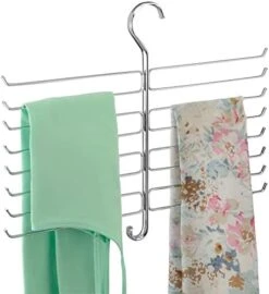 MDesign Metal Closet Rod Hanging Accessory Storage Organizer Rack For Scarves, Ties, Yoga Pants, Leggings, Tank Tops - Snag Free, Geometric Design, 16 Arms/1 Hook - Spira Collection - Rose Gold -GENERIC Shop 41MqEqzhx0L. AC