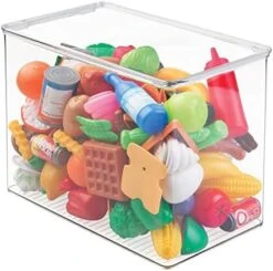 MDesign Plastic Stackable Toy Box Storage Organizer Bin Container With Lid - For Kids Play Room, Living Room, Toy Storage - Hold/Store Toys, Puzzles, Markers, Blocks - Clear -GENERIC Shop 41Mxxv5n78L. AC