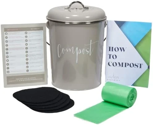 Compost Tumbler, Kitchen Compost Bin Countertop, Indoor Compost Bin Kitchen, Compost Bucket Kitchen, Compost Bins, Compost Caddy, Counter Food Composter For Kitchen, Greige (Beige-Grey) Compost Pail 7 Compost Tumbler, Kitchen Compost Bin Countertop, Indoor Compost Bin Kitchen, Compost Bucket Kitchen, Compost Bins, Compost Caddy, Counter Food Composter For Kitchen, Greige (Beige-Grey) Compost Pail - Image 7