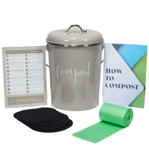 Compost Tumbler, Kitchen Compost Bin Countertop, Indoor Compost Bin Kitchen, Compost Bucket Kitchen, Compost Bins, Compost Caddy, Counter Food Composter For Kitchen, Greige (Beige-Grey) Compost Pail 1 Compost Tumbler, Kitchen Compost Bin Countertop, Indoor Compost Bin Kitchen, Compost Bucket Kitchen, Compost Bins, Compost Caddy, Counter Food Composter For Kitchen, Greige (Beige-Grey) Compost Pail