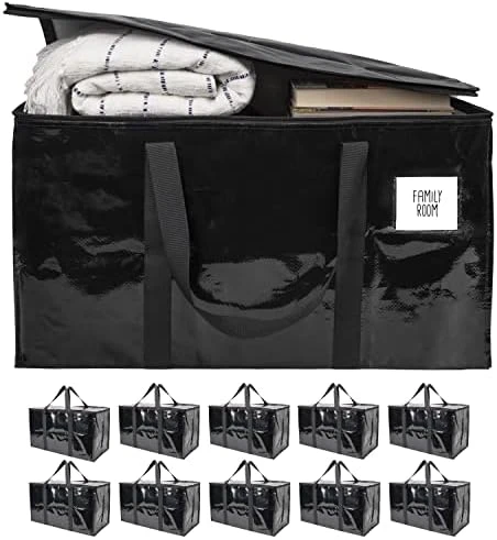BAG-THAT! 6 Black Moving Bags Extra Large Heavy Duty Storage Bags Zippered Top Handles Wrap Bag Totes For Storage Packing Bags Moving Supplies Packing Supplies For Moving Moving Boxes Plastic Tote 10 BAG-THAT! 6 Black Moving Bags Extra Large Heavy Duty Storage Bags Zippered Top Handles Wrap Bag Totes For Storage Packing Bags Moving Supplies Packing Supplies For Moving Moving Boxes Plastic Tote - Image 10