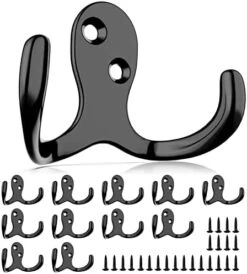 PRIGVOT 12PCS Heavy Duty Double Prong Coat Hooks | Bookbag Hooks | Wall Hooks | Metal Coat Hooks | Robe Hooks | Coffee Mug Hooks With 50 Pieces Screws For Kitchen, Grocery Room, Bedroom -GENERIC Shop 41NAgzBmicL. AC