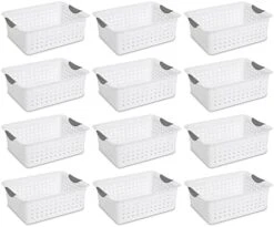Sterilite Medium Ultra Ventilated Open Top Plastic Storage Organizer Basket With Gray Contoured Carrying Handles, White (24 Pack) 22 Sterilite Medium Ultra Ventilated Open Top Plastic Storage Organizer Basket With Gray Contoured Carrying Handles, White (24 Pack) -GENERIC Shop 41NVg1lqrL. AC 1