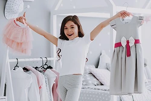 TechZoo 50 Premium Kids Velvet Hangers - 14" Inch Non-Slip Kids Hangers - Ultra Slim Space Saving Children Hangers - 360°Swivel Hook, Strong & Durable Kids & Preteen Hangers - Pink 3 TechZoo 50 Premium Kids Velvet Hangers - 14" Inch Non-Slip Kids Hangers - Ultra Slim Space Saving Children Hangers - 360°Swivel Hook, Strong & Durable Kids & Preteen Hangers - Pink - Image 3