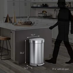 Simplehuman 45 Liter/ 12 Gallon Semi-Round Hands-Free Step Trash Can, Brushed 14 Simplehuman 45 Liter/ 12 Gallon Semi-Round Hands-Free Step Trash Can, Brushed -GENERIC Shop 41NndY1puOL