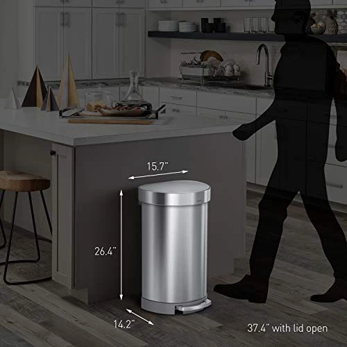 Simplehuman 45 Liter/ 12 Gallon Semi-Round Hands-Free Step Trash Can, Brushed 6 Simplehuman 45 Liter/ 12 Gallon Semi-Round Hands-Free Step Trash Can, Brushed - Image 6
