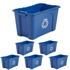 Rubbermaid Commercial Products, Recycling Bin/Box For Paper And Packaging, Stackable, 18 GAL, For Indoors/Outdoors/Garages/Homes/Commercial Facilities, Blue (FG571873BLUE) -GENERIC Shop 41O7PE1jJrL
