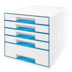 Leitz 52142036 A4"Wow" Cube 5 Drawers Filling Unit - White/Blue