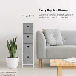 SONGMICS Narrow Dresser With 4 Fabric Drawers Vertical Slim Storage Tower Unit, 7.9", Light Gray 8 SONGMICS Narrow Dresser With 4 Fabric Drawers Vertical Slim Storage Tower Unit, 7.9", Light Gray -GENERIC Shop 41P2y2Px27L