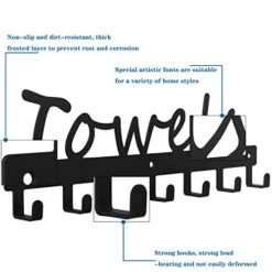 Wel Rack 7 Towel Hooks, Black Towel Holder And Accessories For Wall Mount Bath Organization - The Prefect Addition To Rustic Farmhouse, Restroom, Living Room Decor Robe Hooks -GENERIC Shop 41PJ5PfT0IL