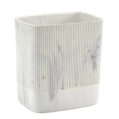 Polytree Bathroom Trash Can 1.8 Gallon(7 Liter) Small Kitchen Garbage Can,Decor Wastebasket For Bedroom Office,Resin Marble White