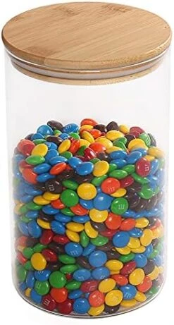 Food Storage Jar, 18.6 FL OZ (550 ML), [Thickened Version] 77L Glass Food Storage Jar With Airtight Seal Bamboo Lid - Modern Design Clear Food Storage Canister For Serving Tea, Coffee, Spice And More -GENERIC Shop 41PjBjM3VOS. AC