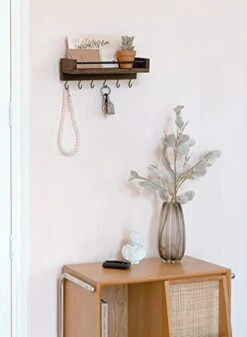 Mkono Key Holder For Wall, 9.5" X 3.5" X 2.5" Small Rustic Wood Floating Shelf With 6 Hooks Decorative Display Key Hanger For Living Room, Entryway, Bedroom, Bathroom,Office, Home Decor -GENERIC Shop 41Pk5h9IeCL