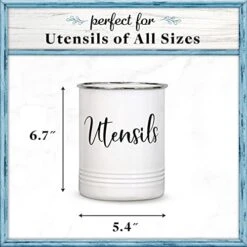 Home Acre Designs Kitchen Utensil Holder Utensil Crocks Countertop Organizer Vintage Farmhouse Kitchen Decor Caddy For Utensils, Utensil Holder Stainless Steel Rim White -GENERIC Shop 41PsC4sGpoL