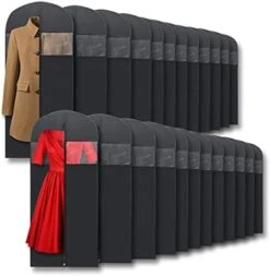 Plixio 60” Black Garment Bags For Hanging Clothes, Men Suit Bag For Travel And Clothing Closet Storage Of Women Dress, Shirts, Coats, Suit Cover - Includes Zipper And Transparent Window (Black - 6 Pack: 60") -GENERIC Shop 41PslH0aBGL. AC