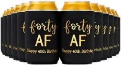 Crisky Forty Can Cooler, 40th Birthday Decorations Beer Sleeve Party Favor, Can Covers With Insulated Covers, 12-Ounce Neoprene Coolers For Soda, Beer, Can Beverage, 12 Black Gold -GENERIC Shop 41QQTgI4KYL. AC