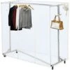 Simple Houseware Industrial Grade Z-Base Garment Rack, 400lb Load With 62" Extra Long Bar W/Clear Cover And Tube Bracket