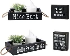 Bathroom Decor Box, Toilet Paper Holder, Toilet Tank Box, Toilet Paper Storage Basket With Artificial Flower And Funny Sign,Toilet Tank Tray, Farmhouse Bathroom Decor -GENERIC Shop 41QXzpPT8ZL. AC