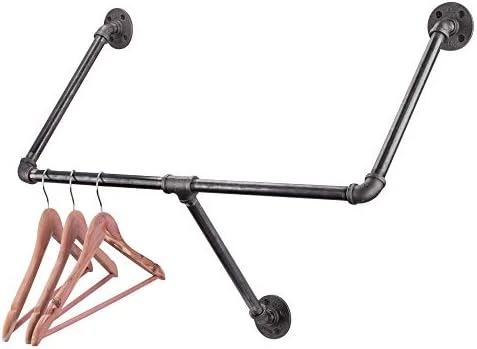 PIPE DECOR Industrial Pipe Wall Mounted Clothing Rack, Commercial Or Residential Wardrobe Clothes Display, Heavy Duty Rustic Vintage Steel Grey Black Metal Garment Bracket Frame, 4 X 12 Brackets 10 PIPE DECOR Industrial Pipe Wall Mounted Clothing Rack, Commercial Or Residential Wardrobe Clothes Display, Heavy Duty Rustic Vintage Steel Grey Black Metal Garment Bracket Frame, 4 X 12 Brackets - Image 10
