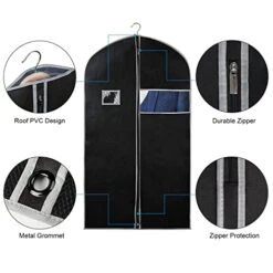 40" Garment Bags For Hanging Clothes (Set Of 5) Suit Covers Bags For Men, Syeeiex Suit Bags For Closet Storage With Clear Window Suit Protector Garment Bags For Storage Travel Men, Black & Grey 7 40" Garment Bags For Hanging Clothes (Set Of 5) Suit Covers Bags For Men, Syeeiex Suit Bags For Closet Storage With Clear Window Suit Protector Garment Bags For Storage Travel Men, Black & Grey -GENERIC Shop 41Qvupik5LL